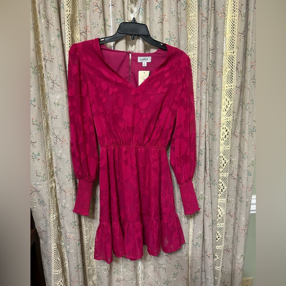 NEW Evereve Pink Penelope Dress Women’s Size‎ XS Floral Smocked Long Sleeve NWT